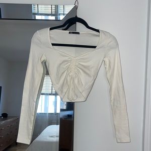 Cropped Long Sleeve Zara Top with Rushing - Size S